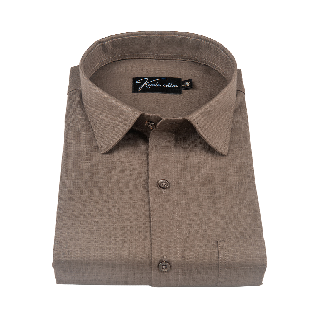 Brown Colour Blended Linen Shirts for Men