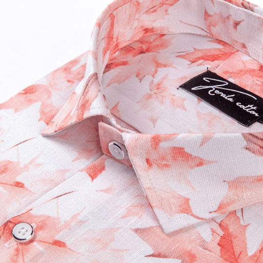 Italian linen White With Ready Orange Batel Print