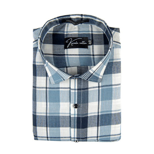 Checks White with Blue Mix Cotton Shirts