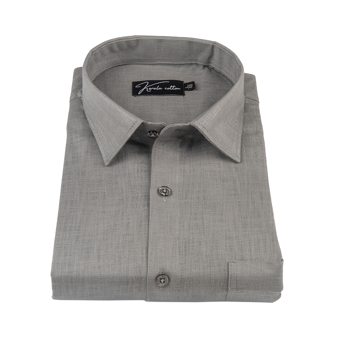 Light Grey Colour Blended Linen Shirts For Men
