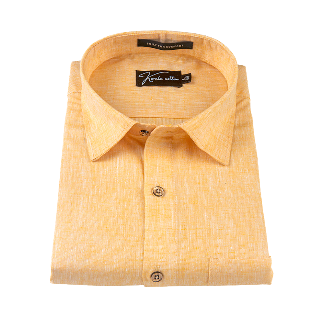 100% Linen Prime Mango Colour Shirts For Men