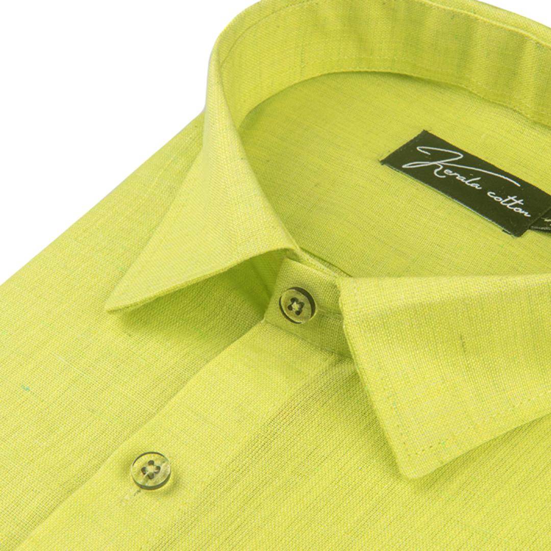 Bright Green Colour Dual Tone Cotton Shirts for Men