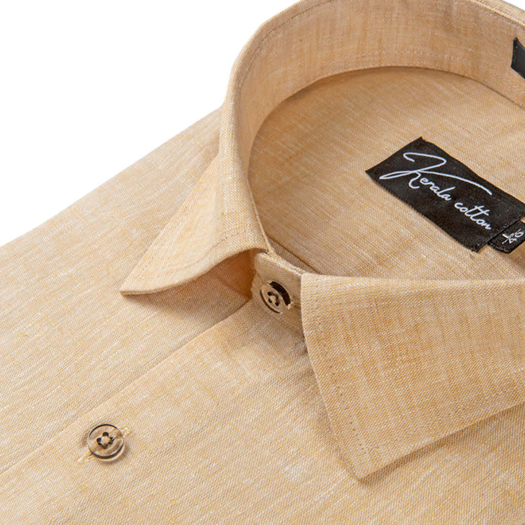 100% Linen Prime Light Orange Colour Shirts For Men