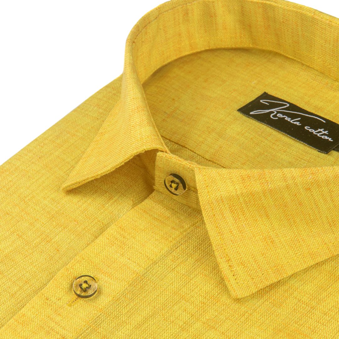 Golden Yellow Colour Dual Tone Cotton Shirts for Men