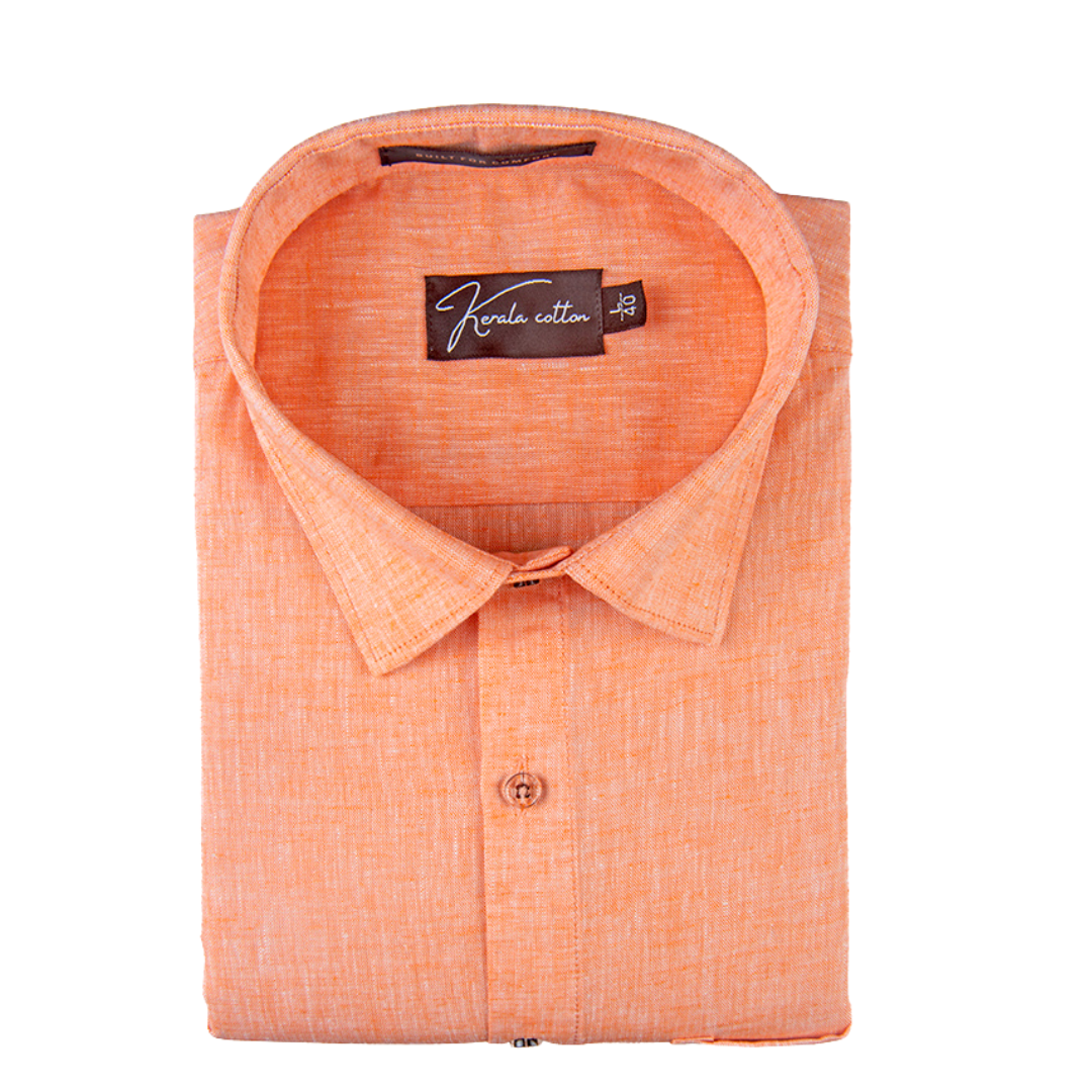 100 % Linen Prime Dark Orange Colour Shirts For Men