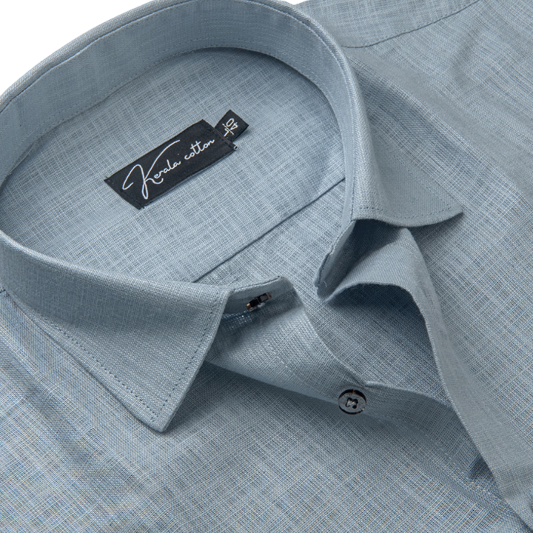 Ice Blue Colour Blended Linen Shirts for Men