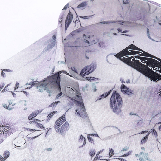 Italian linen lavender With Multicolour Flower Print