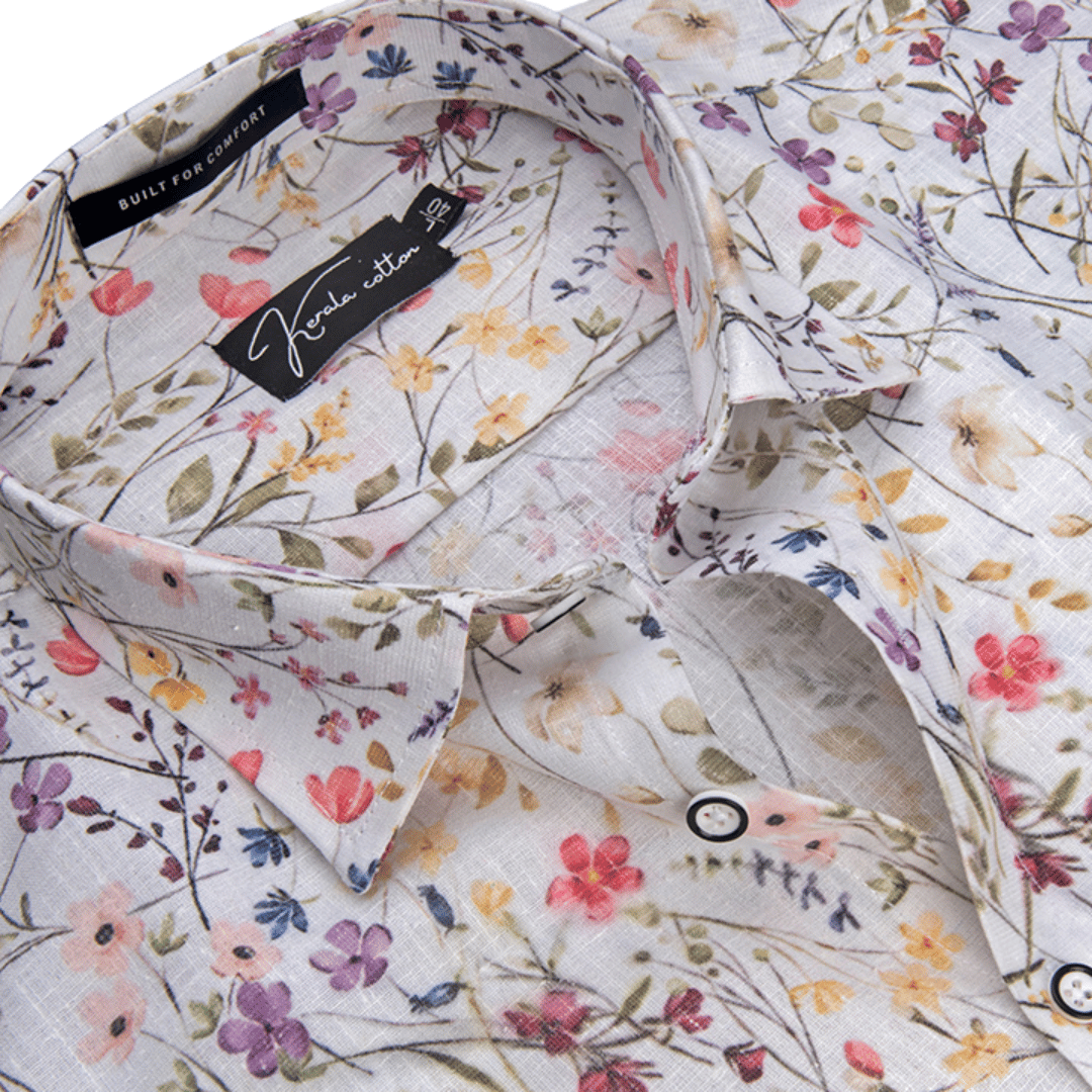 Italian Linen New Multi Mix Flower Print Shirts For Men