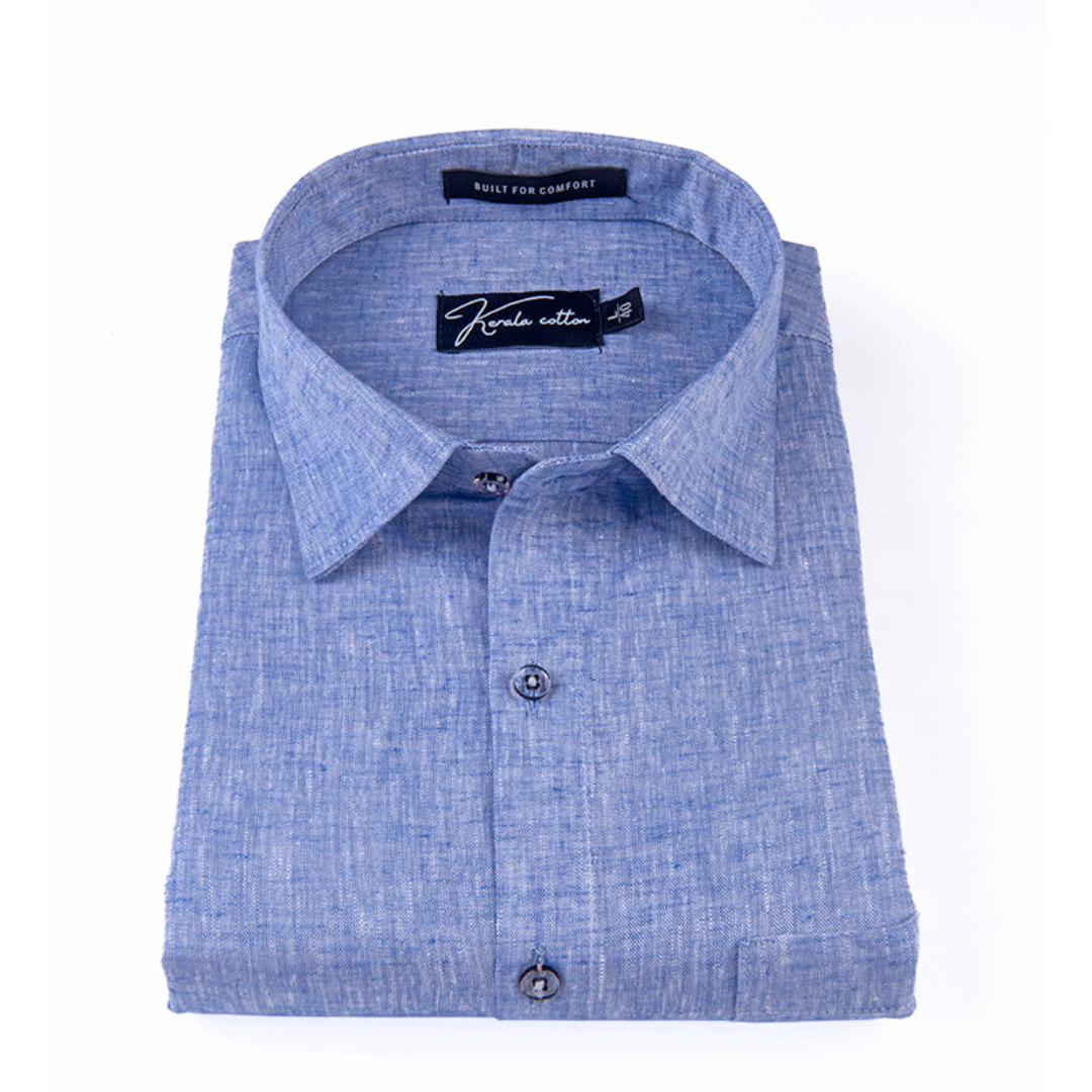 100% Linen Prime Blue Colour Shirts For Men