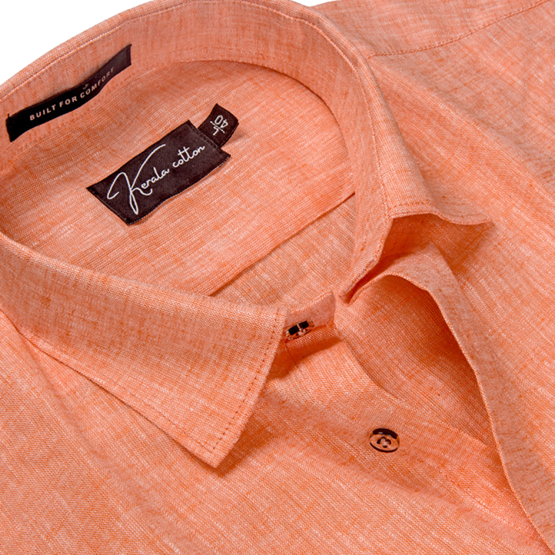 100 % Linen Prime Dark Orange Colour Shirts For Men