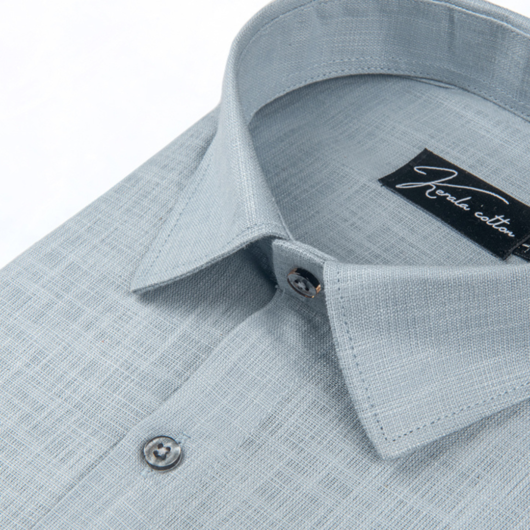 Ice Blue Colour Blended Linen Shirts for Men