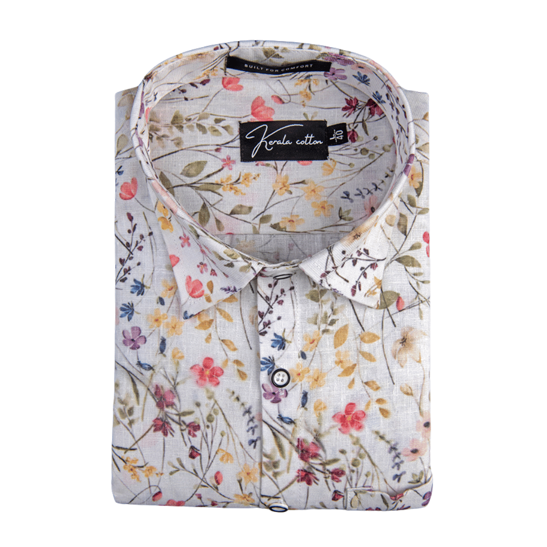 Italian Linen New Multi Mix Flower Print Shirts For Men