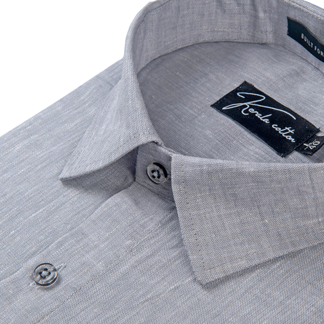 100% Linen Prime Light Grey Colour Shirts For Men