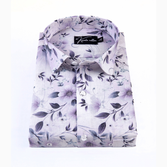 Italian linen lavender With Multicolour Flower Print