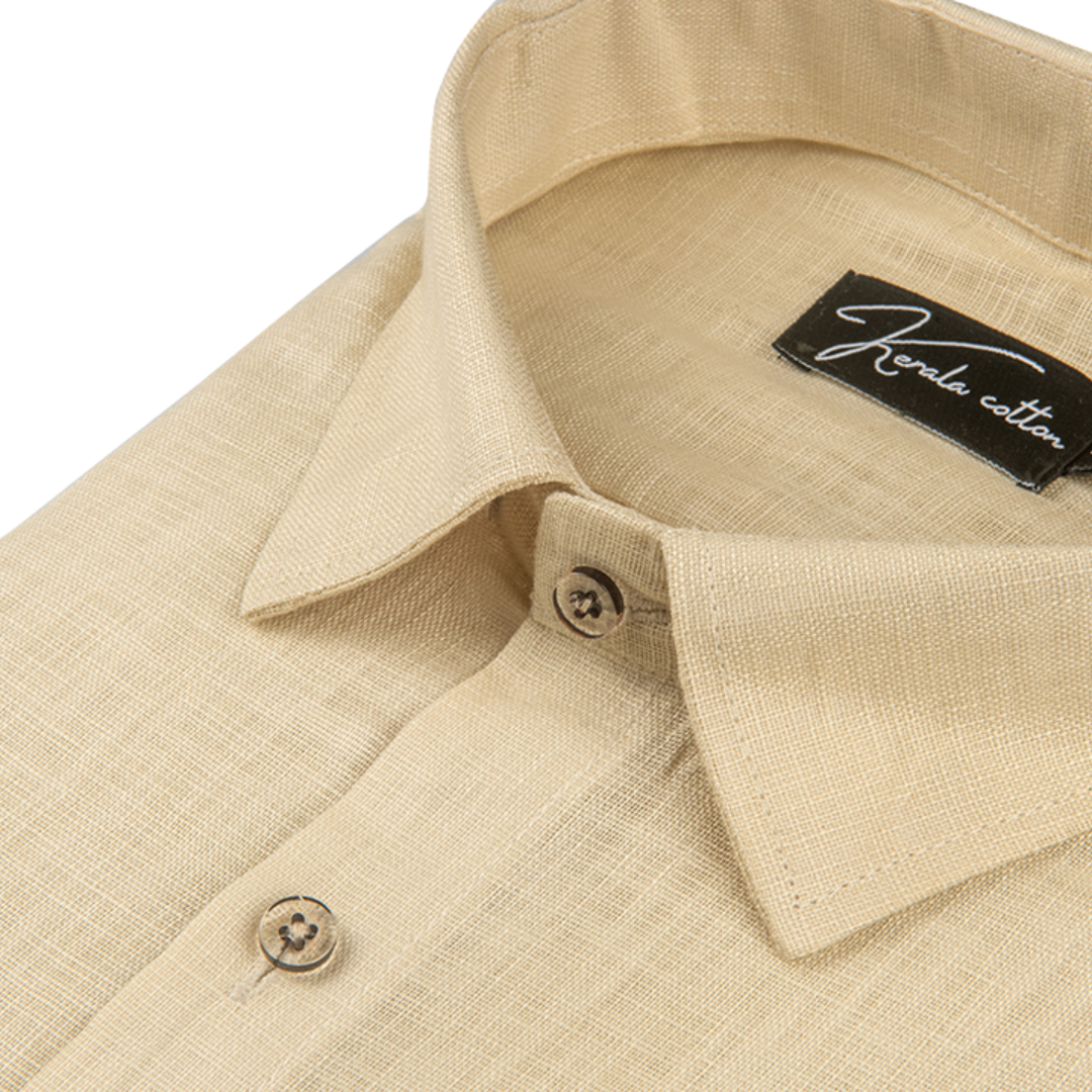 Cream Colour Blended Linen Shirts for Men