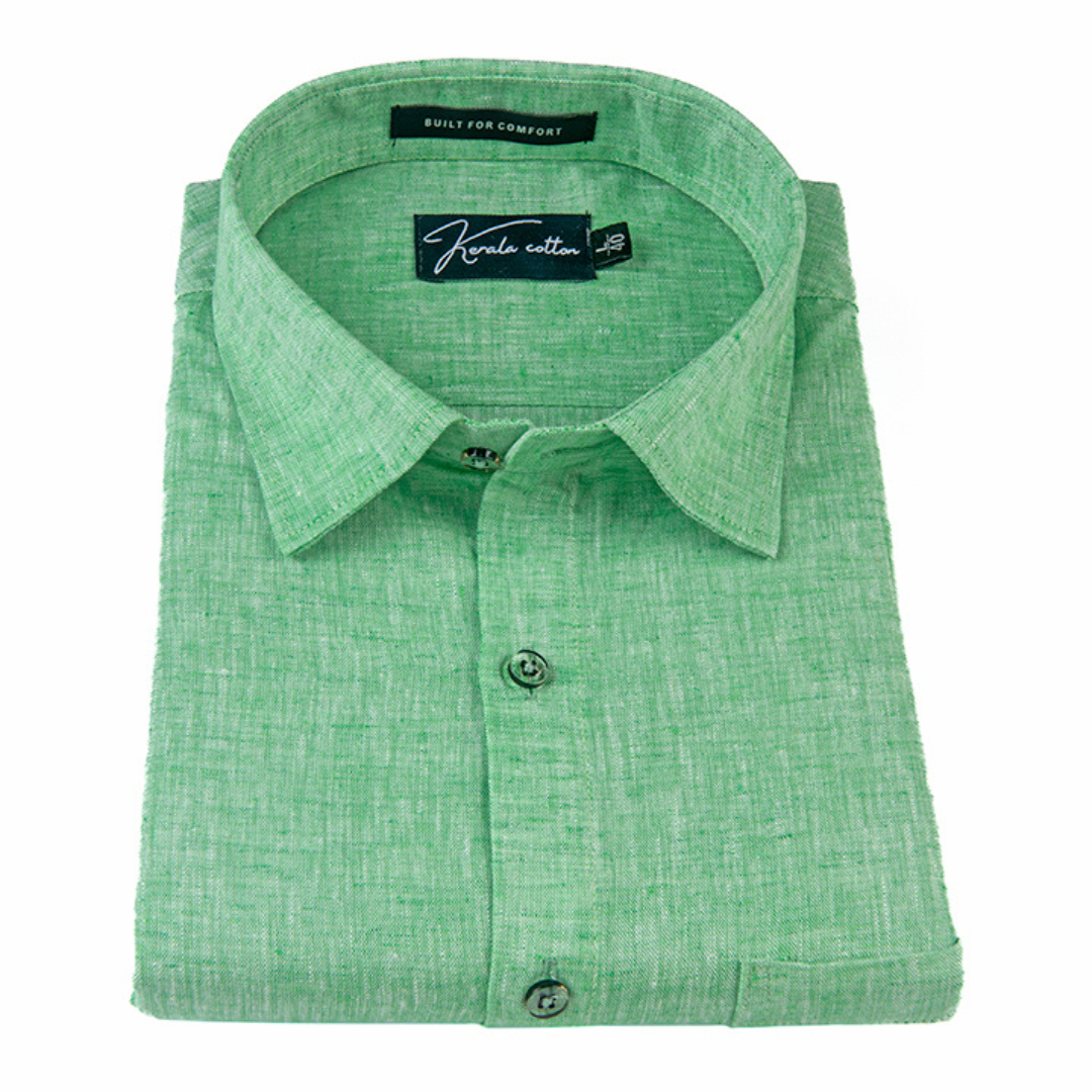 100% Linen Prime Pista Green Shirts For Men