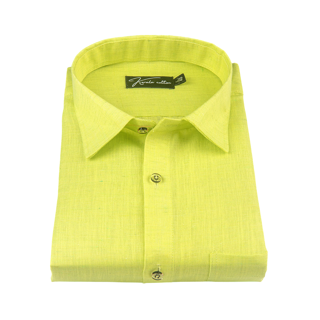 Bright Green Colour Dual Tone Cotton Shirts for Men
