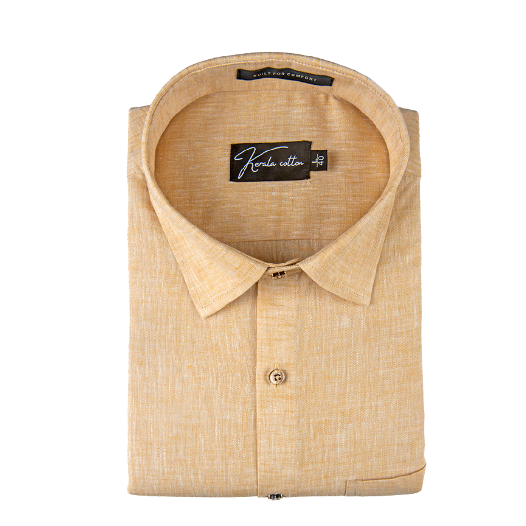 100% Linen Prime Light Orange Colour Shirts For Men