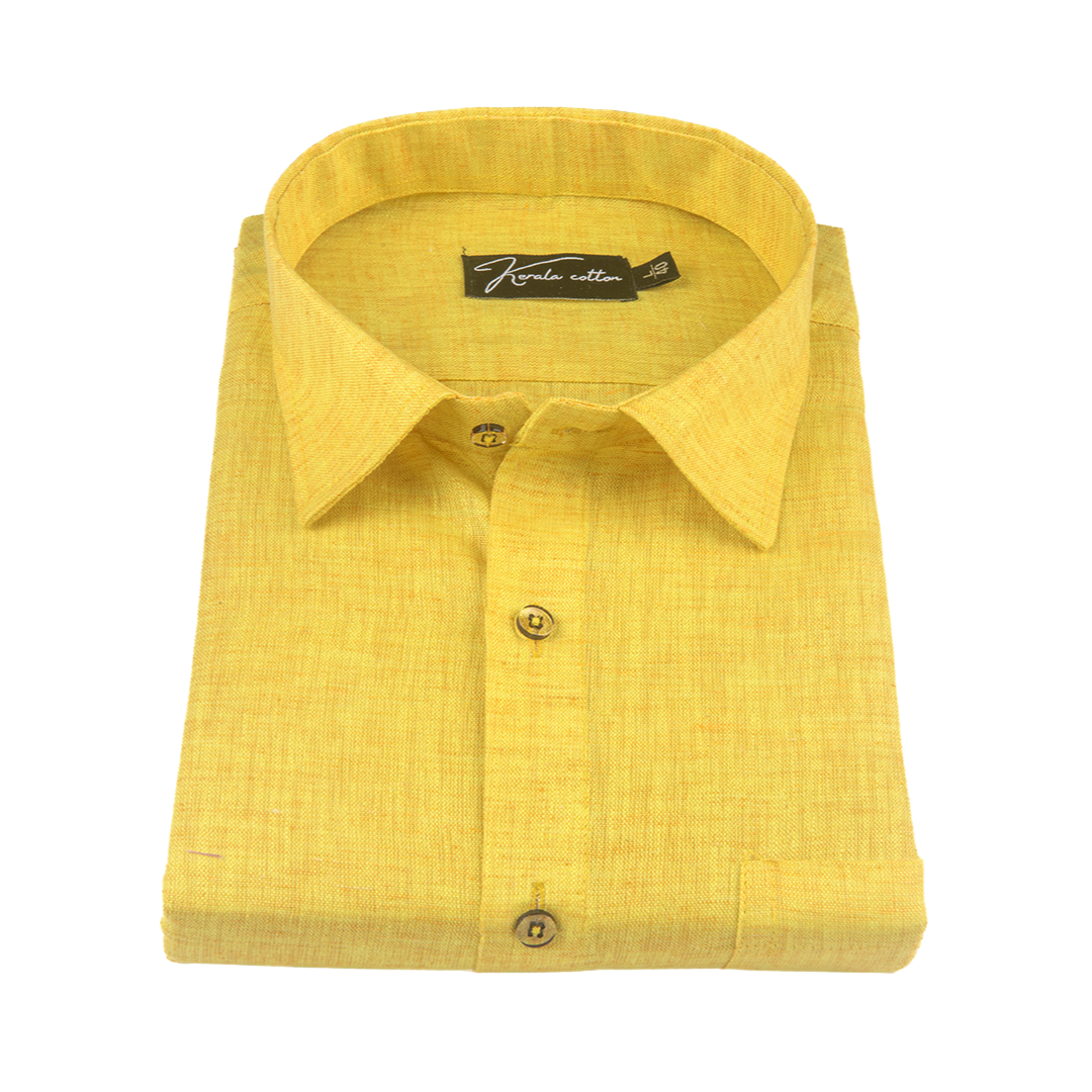 Golden Yellow Colour Dual Tone Cotton Shirts for Men