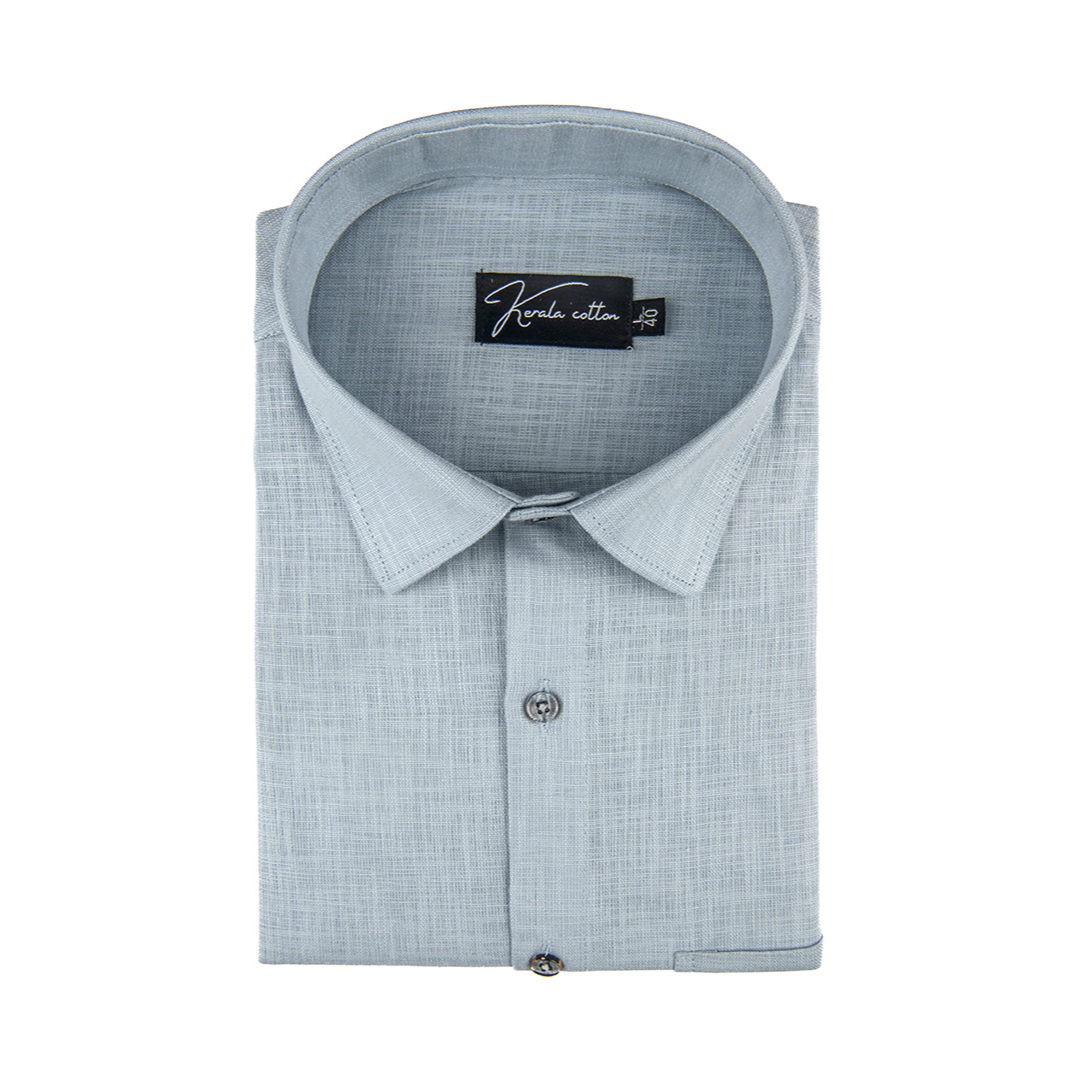 Ice Blue Colour Blended Linen Shirts for Men