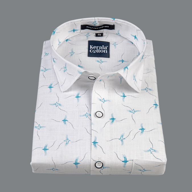 Turkey Linen White With Sky Print