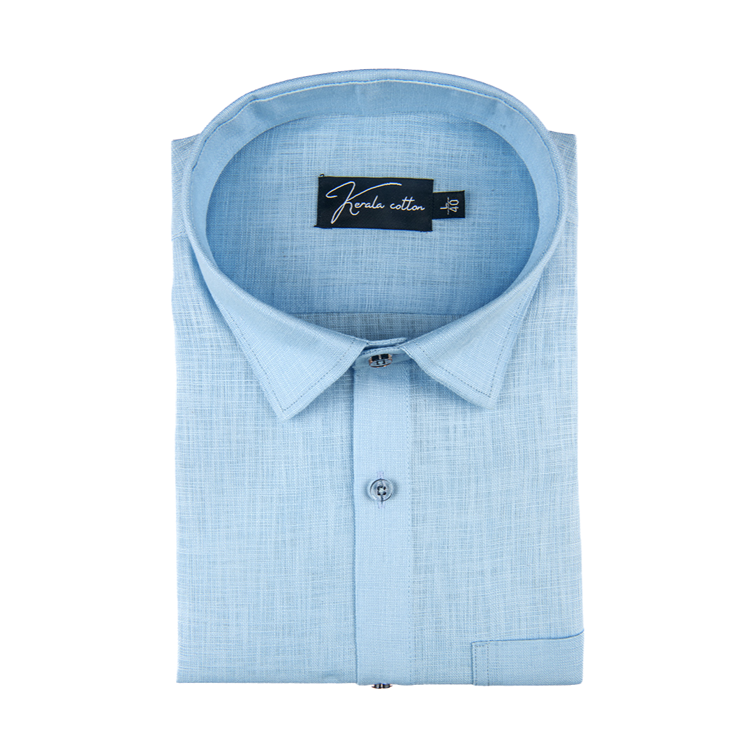 Light Sky Blue Colour Blended Linen Shirts for Men