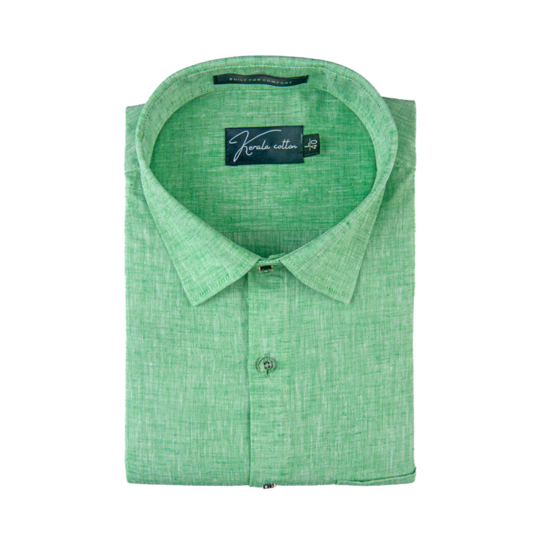 100% Linen Prime Pista Green Shirts For Men