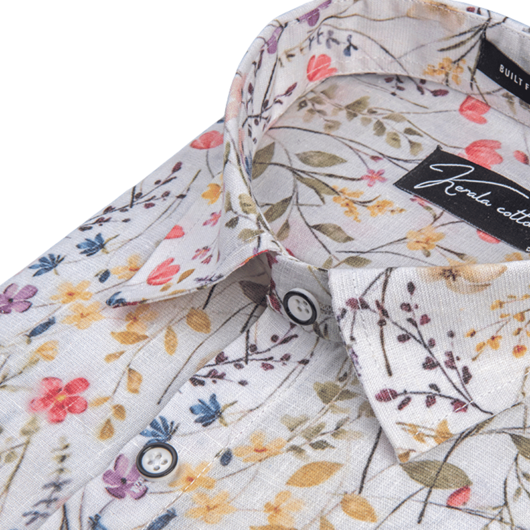 Italian Linen New Multi Mix Flower Print Shirts For Men