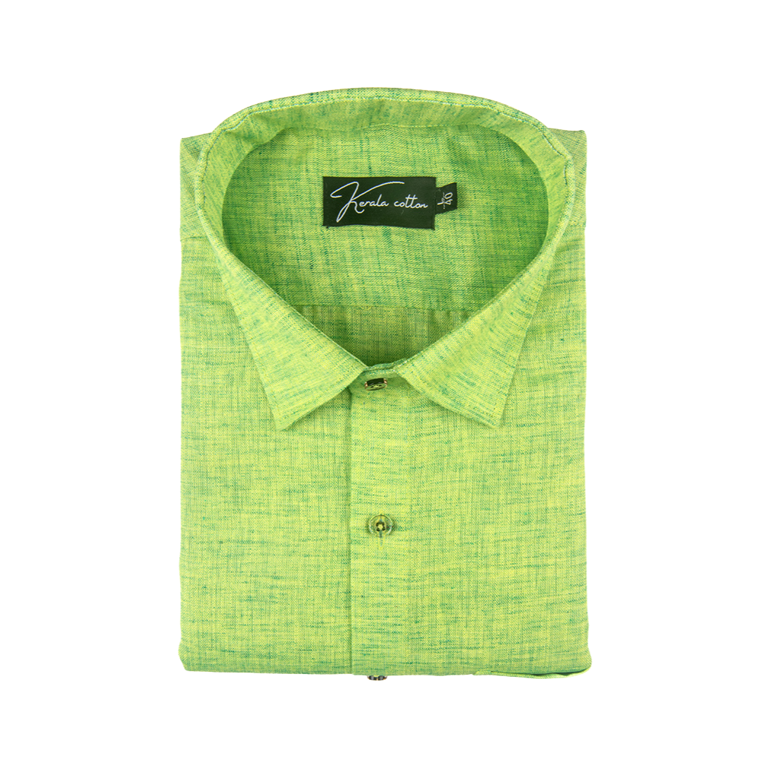 Parrot Green Colour Dual Tone Cotton Shirts for Men