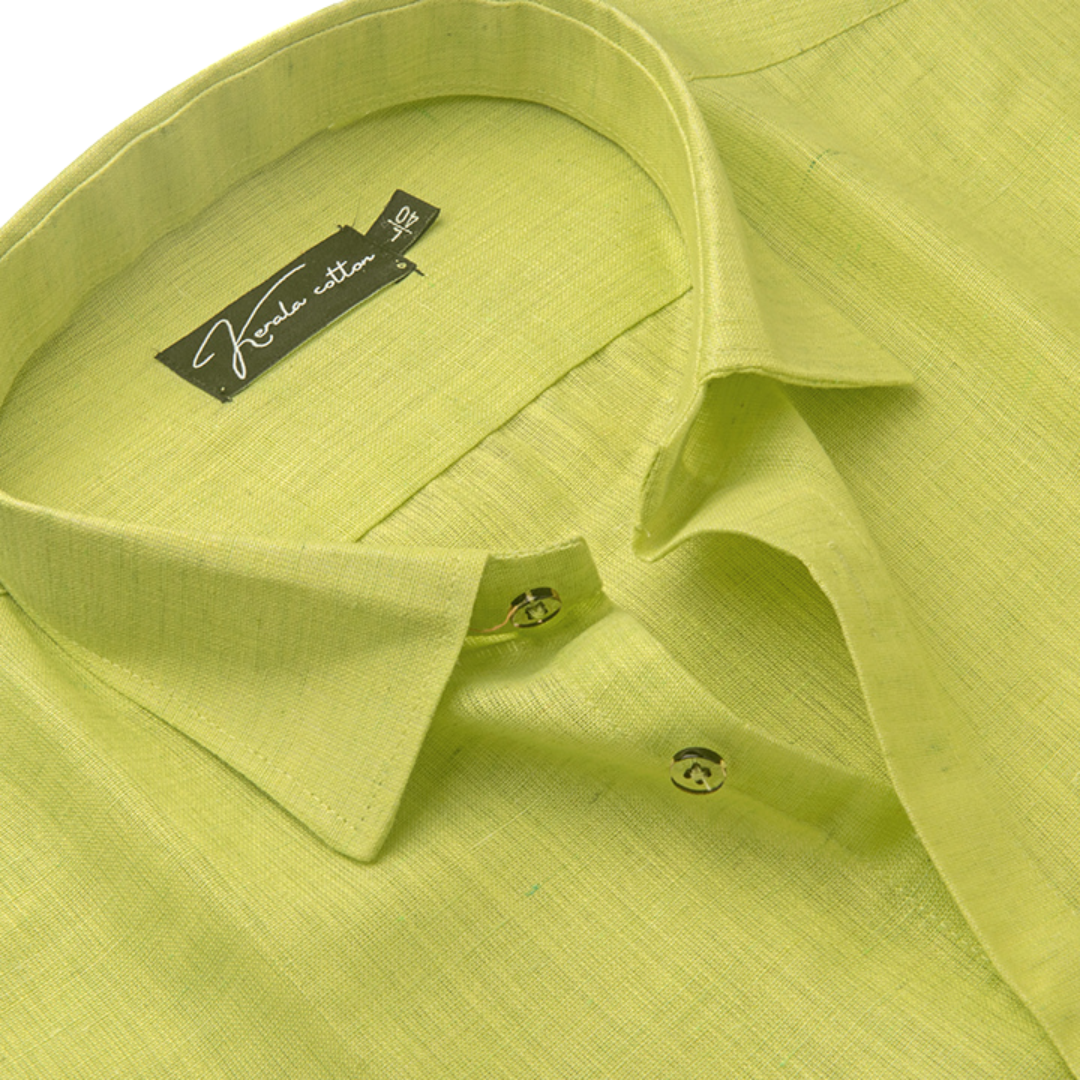 Linen Bright Green Colour Cotton Shirts for Men – Kerala Cotton