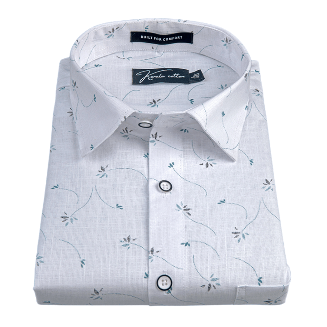 Turkey Linen white With New Sky Flower Print Shirts For Men