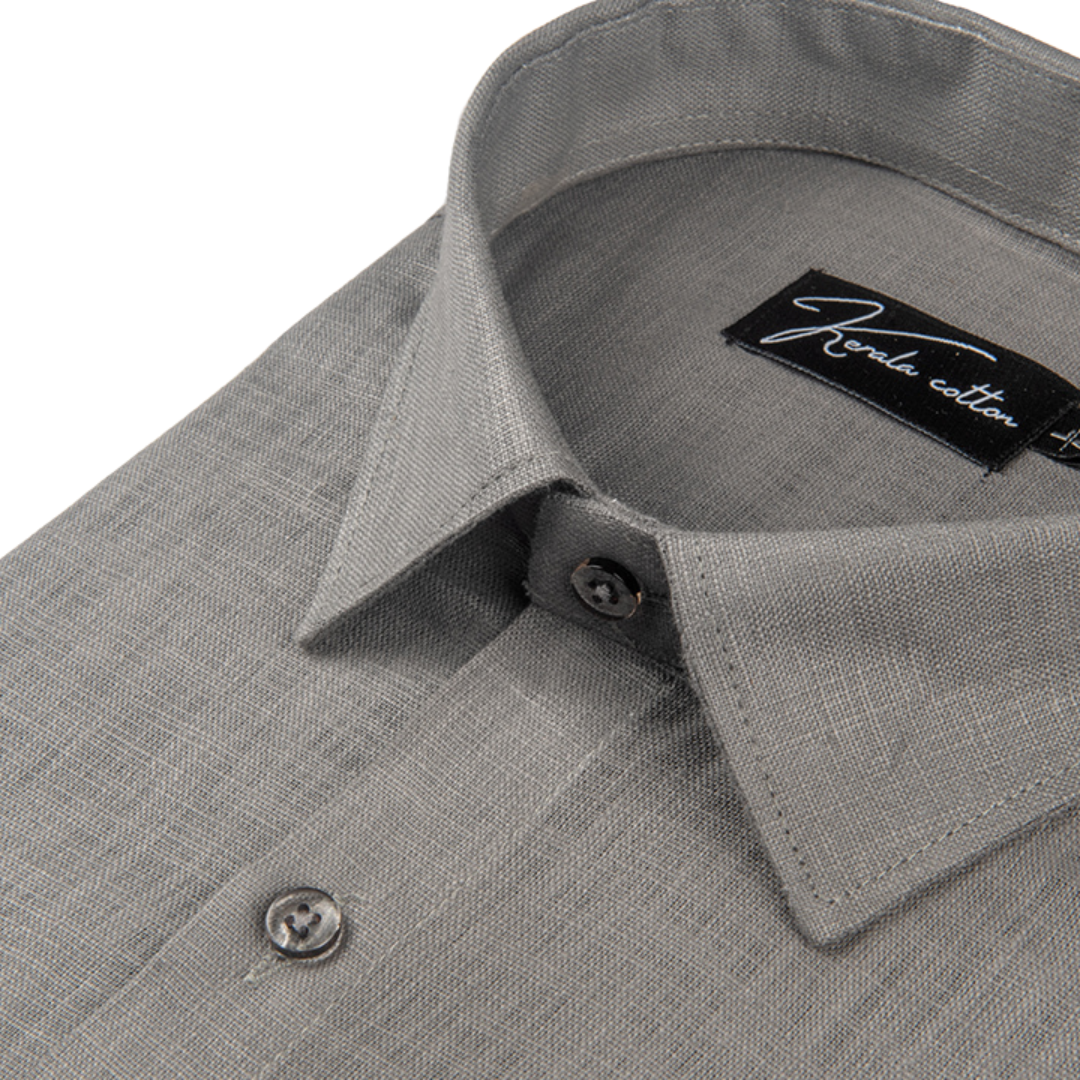 Light Grey Colour Blended Linen Shirts For Men