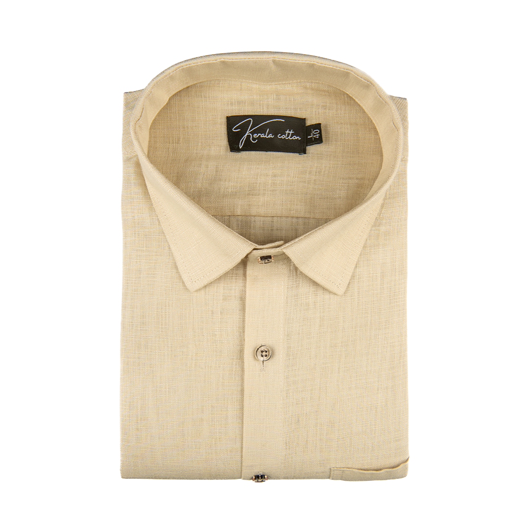Cream Colour Blended Linen Shirts for Men