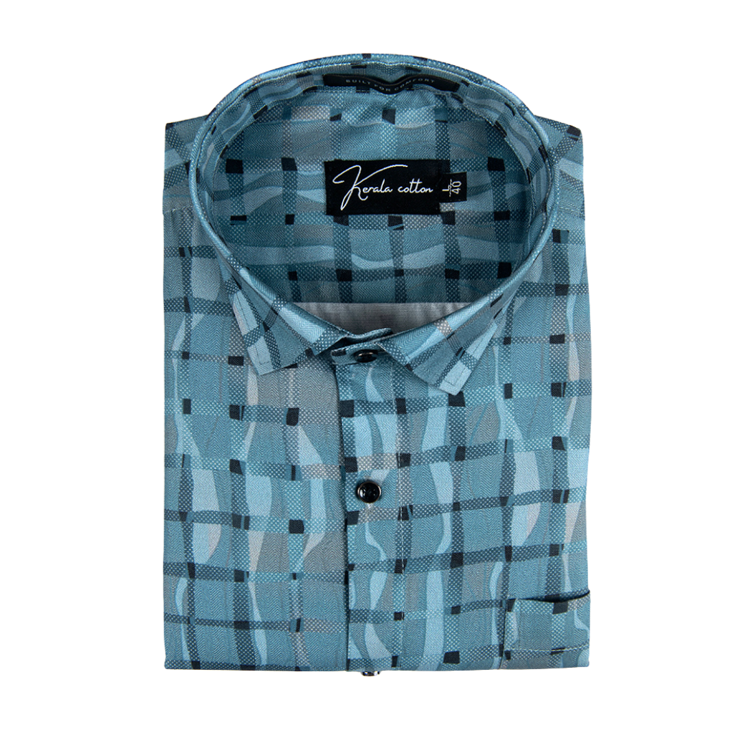Digital blue colour Abstract print cotton shirts