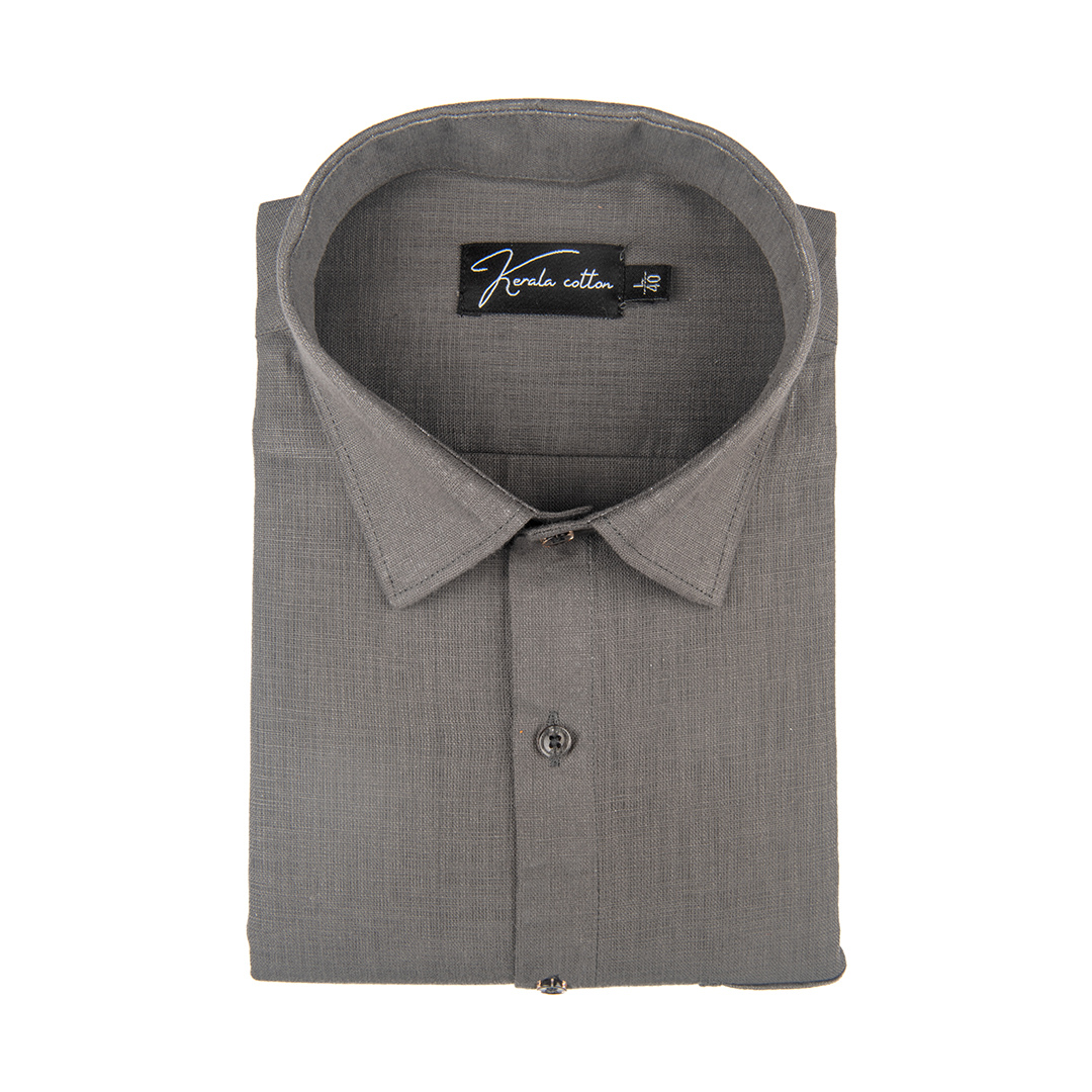 Dark Grey Colour Blended Linen Shirts for Men