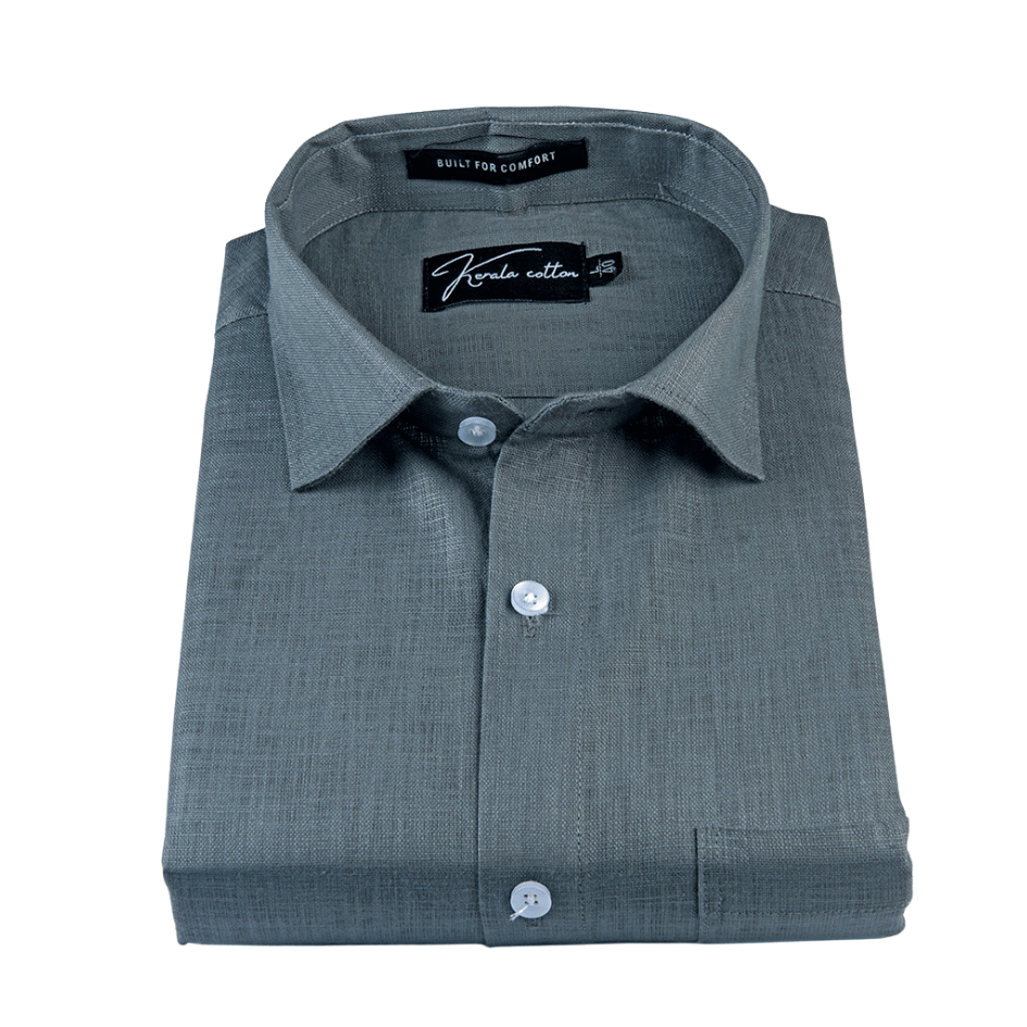 Dark Grey Colour Linen Cotton Shirt for men