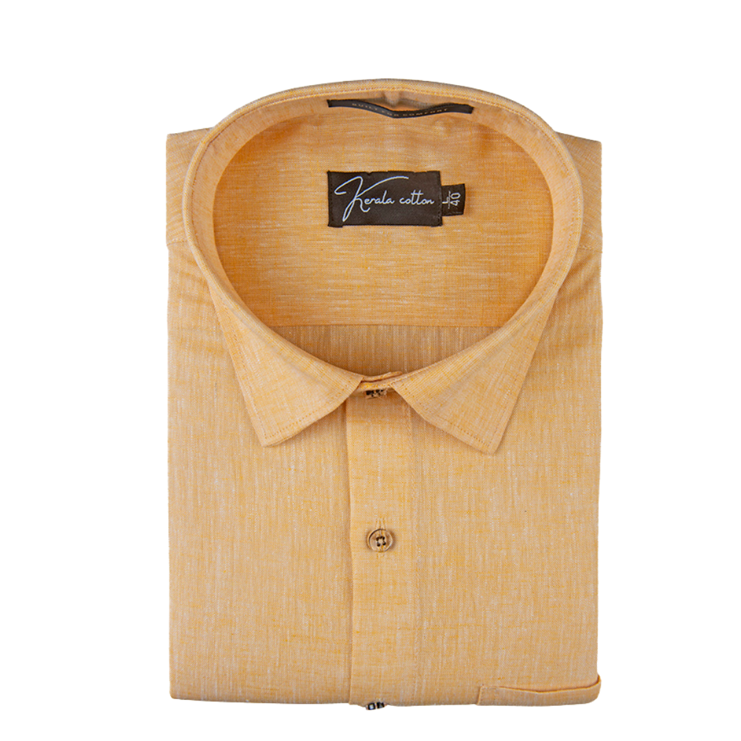 100% Linen Prime Mango Colour Shirts For Men