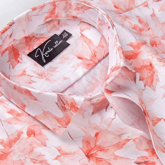 Italian linen White With Ready Orange Batel Print