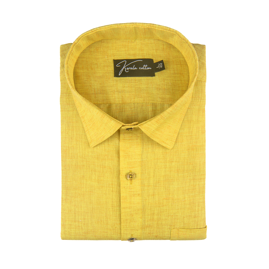 Golden Yellow Colour Dual Tone Cotton Shirts for Men