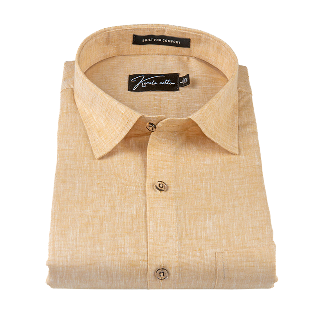 100% Linen Prime Light Orange Colour Shirts For Men
