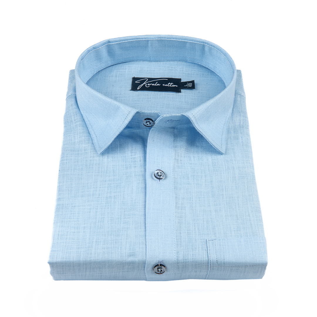 Light Sky Blue Colour Blended Linen Shirts for Men