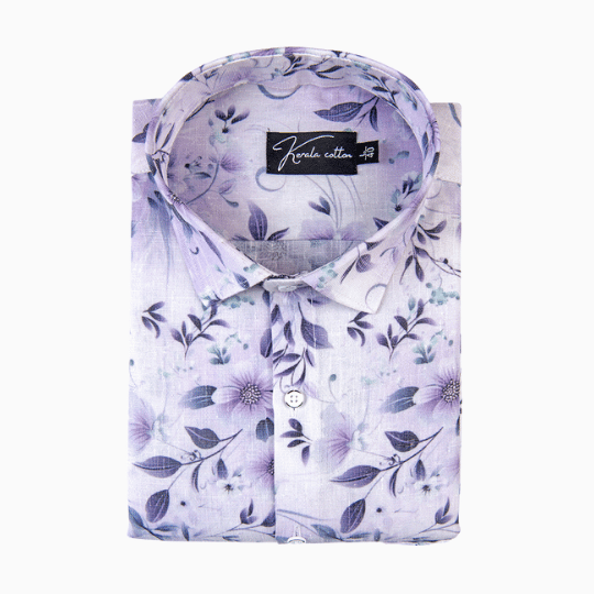 Italian linen lavender With Multicolour Flower Print