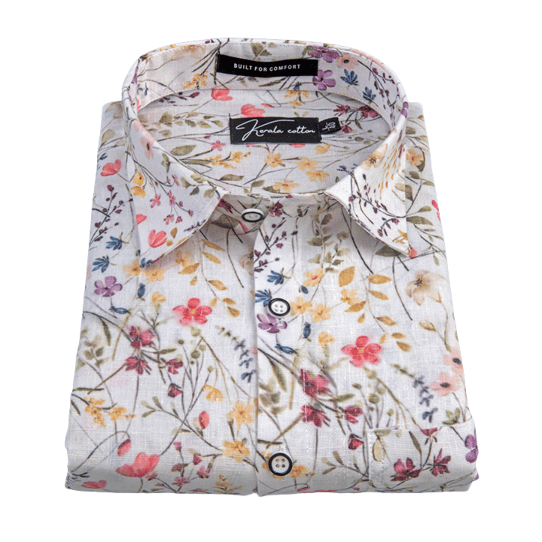 Italian Linen New Multi Mix Flower Print Shirts For Men