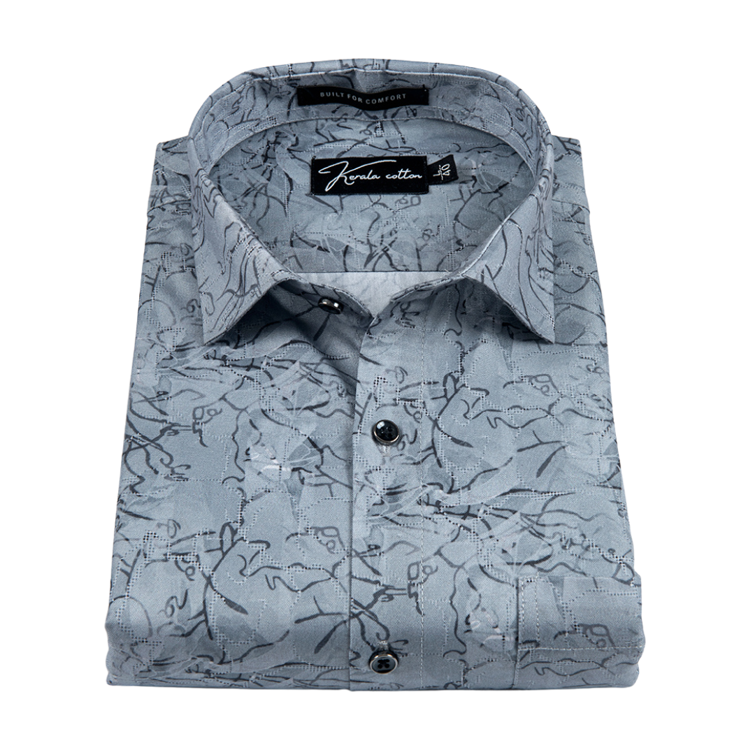 Digital gray with sparkle print cotton shirts