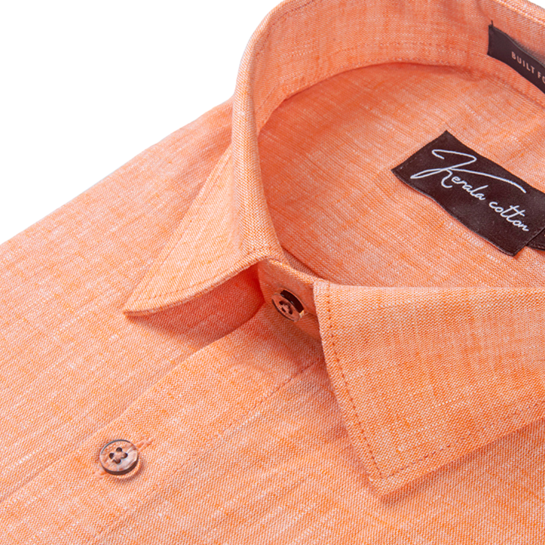 100 % Linen Prime Dark Orange Colour Shirts For Men