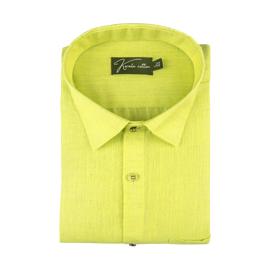 Bright Green Colour Dual Tone Cotton Shirts for Men