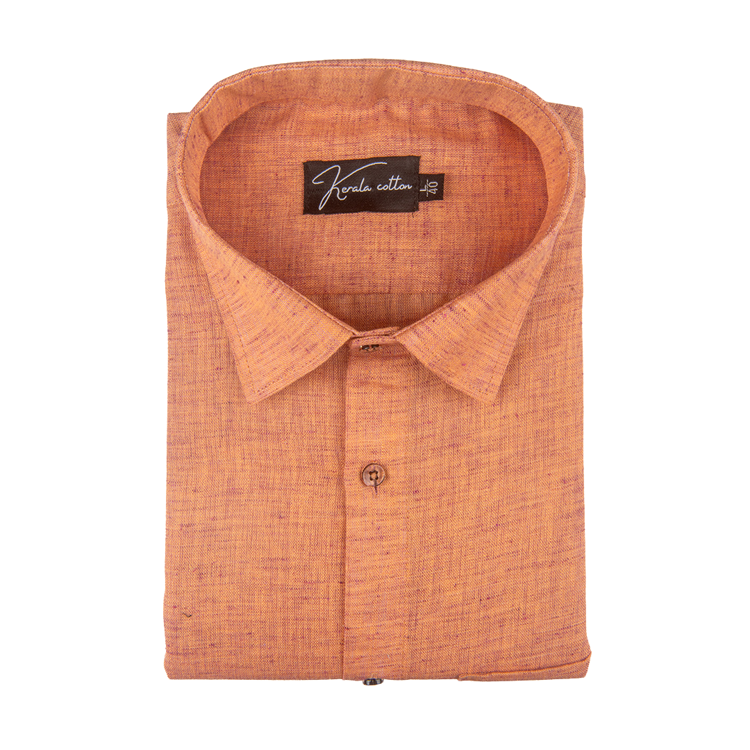 Orange Colour Dual Tone Cotton Shirts for Men