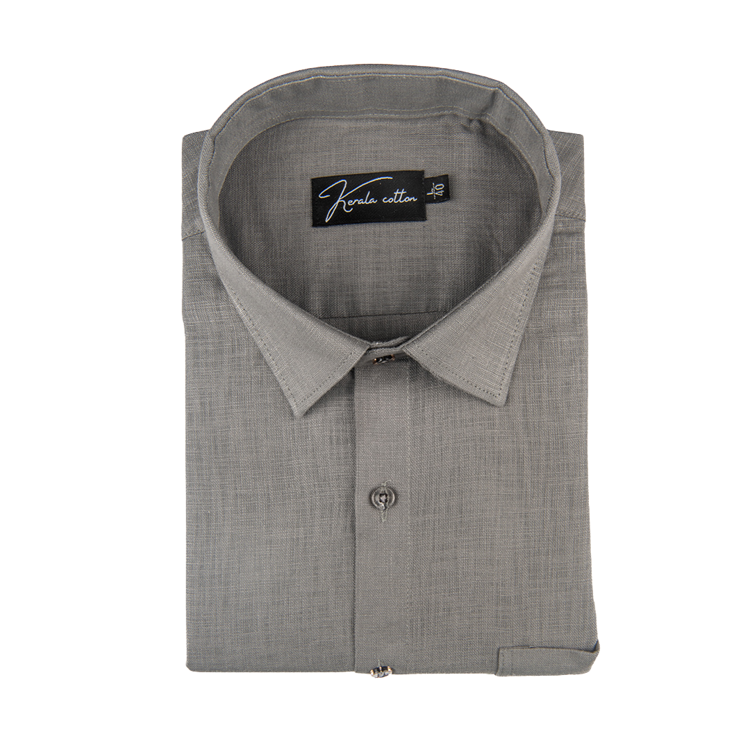 Light Grey Colour Blended Linen Shirts For Men