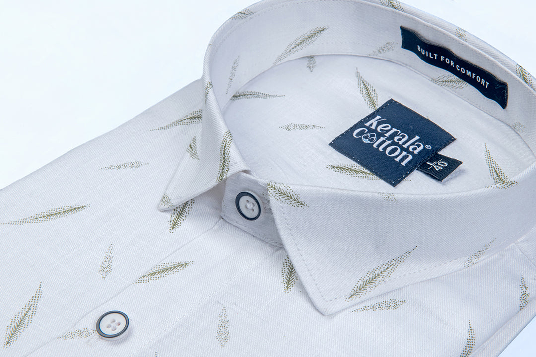 Turkey linen white with green blend shirts for men