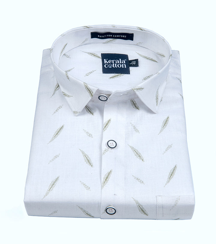 Turkey linen white with green blend shirts for men